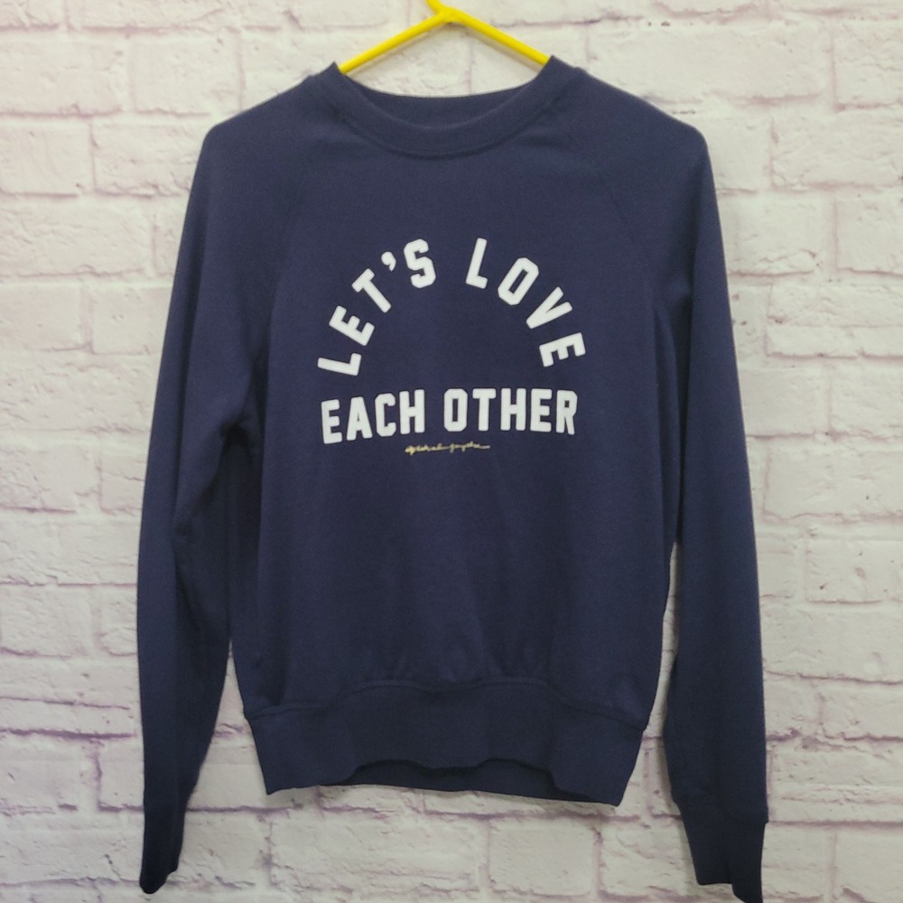 Spiritual Gangster Lets Love Each Other Graphic Sweatshirt S Navy Blue Casual